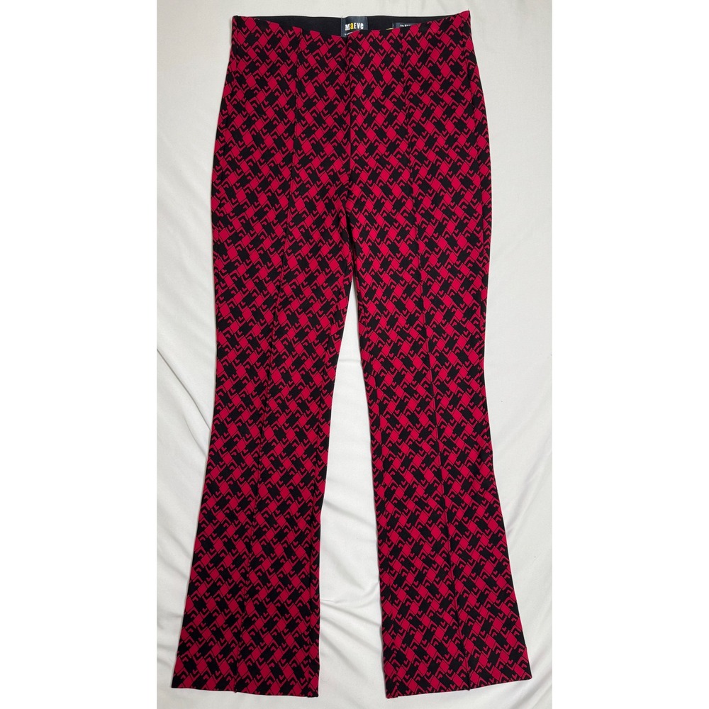 Maeve Anthropologie The Margot Pants Red Black Geometric Kick Flare XS